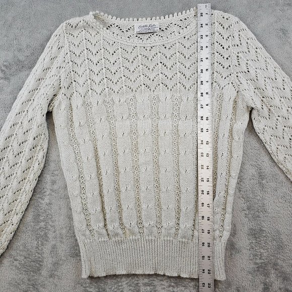 Vintage Cuddle Knit Sweater Women's‎ Small Gray Open Delicate Cottagecore 70's - Picture 6 of 7